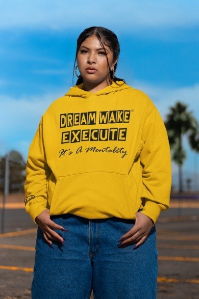 Unisex Heavy Blend Fleece Sweatshirt Block Letters "Dream Wake Execute"