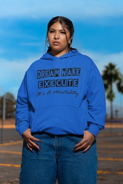 Unisex Heavy Blend Fleece Sweatshirt Block Letters "Dream Wake Execute"